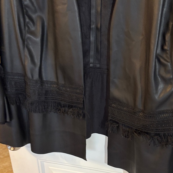 Alfani Women's Black Leather Look Jacket with Fringe - Picture 6 of 6